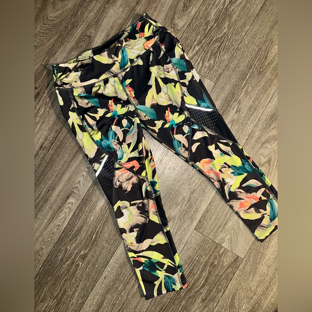 Avia Black and Neon Floral Leggings